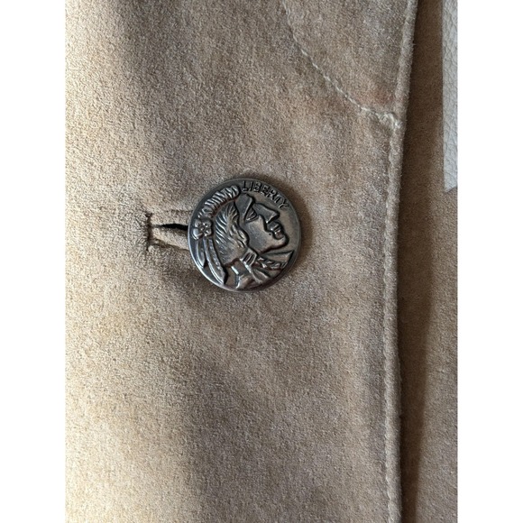 Cedars Jacket Womens Large Tan Suede Leather Fringe Western Concho Buttons Boho - Picture 4 of 7